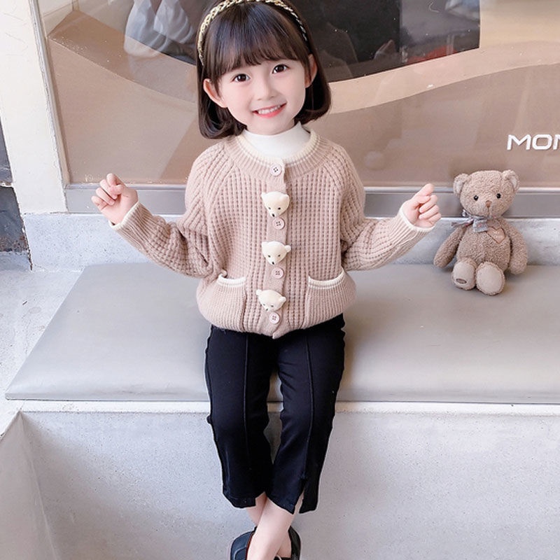 Áo Khoác Len Cardigan Phong Cách Hàn Quốc Thời Trang Mùa Thu Cho Bé Gái