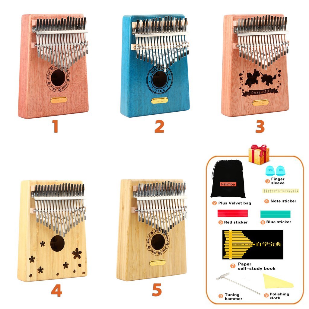 Đàn Kalimba Woim 17 phím gỗ Clover trơn cao cấp - Thumb Piano 17 keys - HÀNG CÓ SẴN