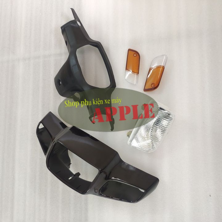 Bộ ốp đầu xe Dream 3  Ốp đầu đèn pha xe Dream lùn gồm ốp, gáy, chóa đèn và 1 đôi nắp xi nhan trước