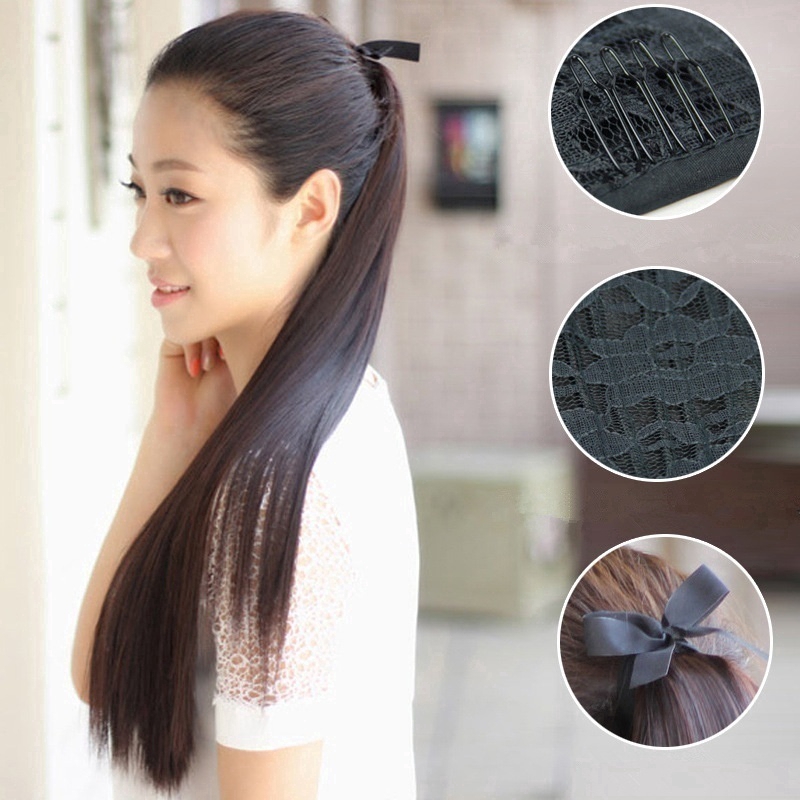 Tóc Giả Đuôi Ngựa Thẳng Dài Phong Cách Mới Cho Nữ