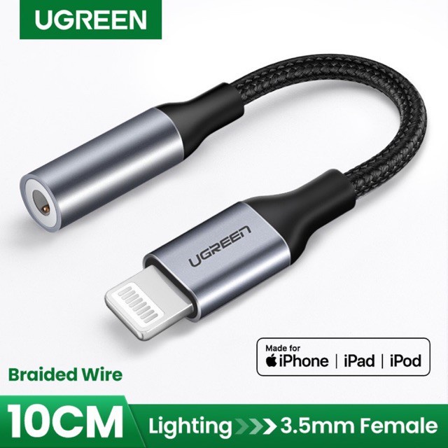 [Mã ELHACE giảm 4% đơn 300K] Cáp Lightning Sang AV 3.5mm Audio Cao Cấp Ugreen 30756 - Chip MFI Chính Hãng Apple