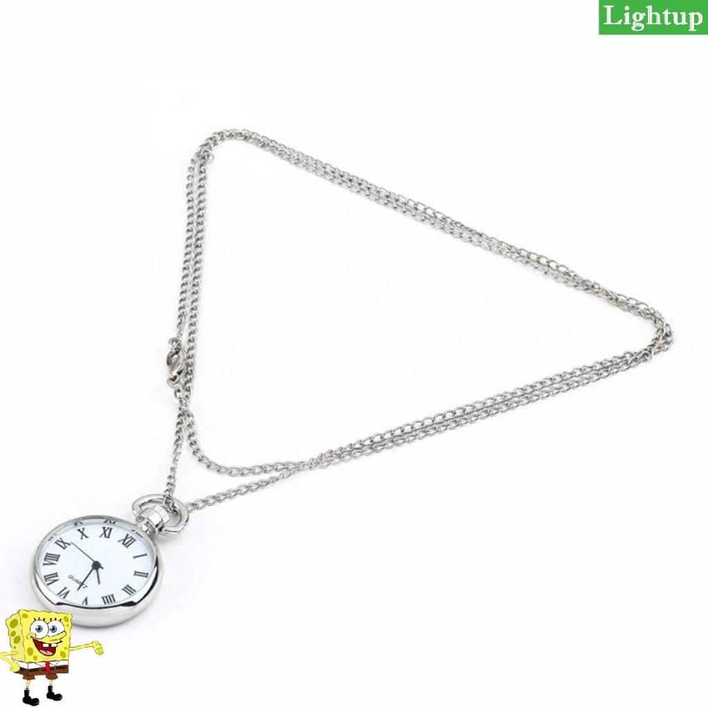 Vòng cổ thạch anh mặt tròn màu trắng đồng hồ đeo tay bỏ túi Vòng cổ Mặt dây chuyền bạc (7.2)