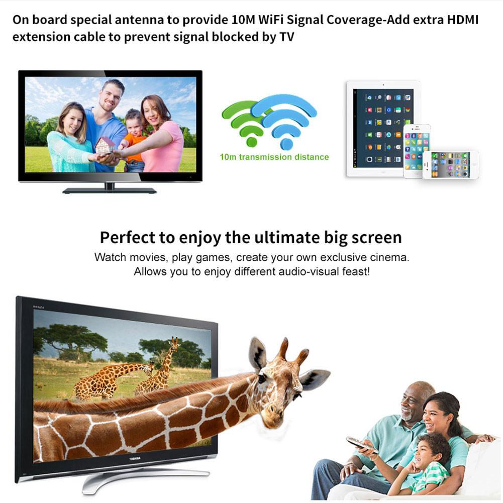 TZ Màn hình Wi-Fi không dây MiraScreen MX Bộ thu TV dongle HDMI tương thích 1080P Airplay