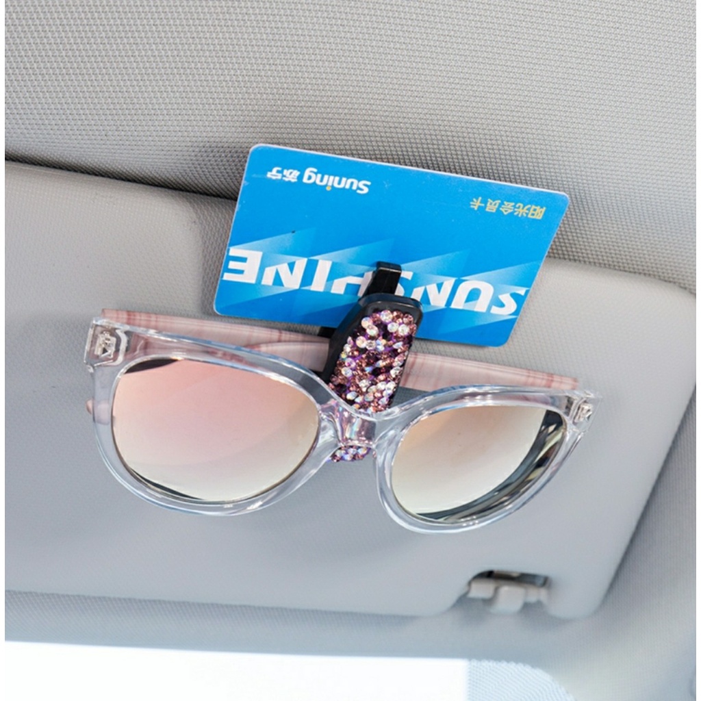 Kẹp treo kính mắt đính đá trên xe ô tô