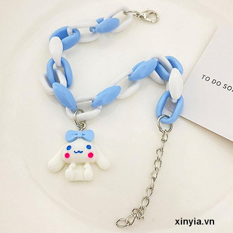 🌺Vòng Tay Dây Bện Mặt Hình Chú Chó Cinnamon Mềm Mại Màu Hồng Xanh Dương Phong Cách Nhật Bản Xinh Xắn