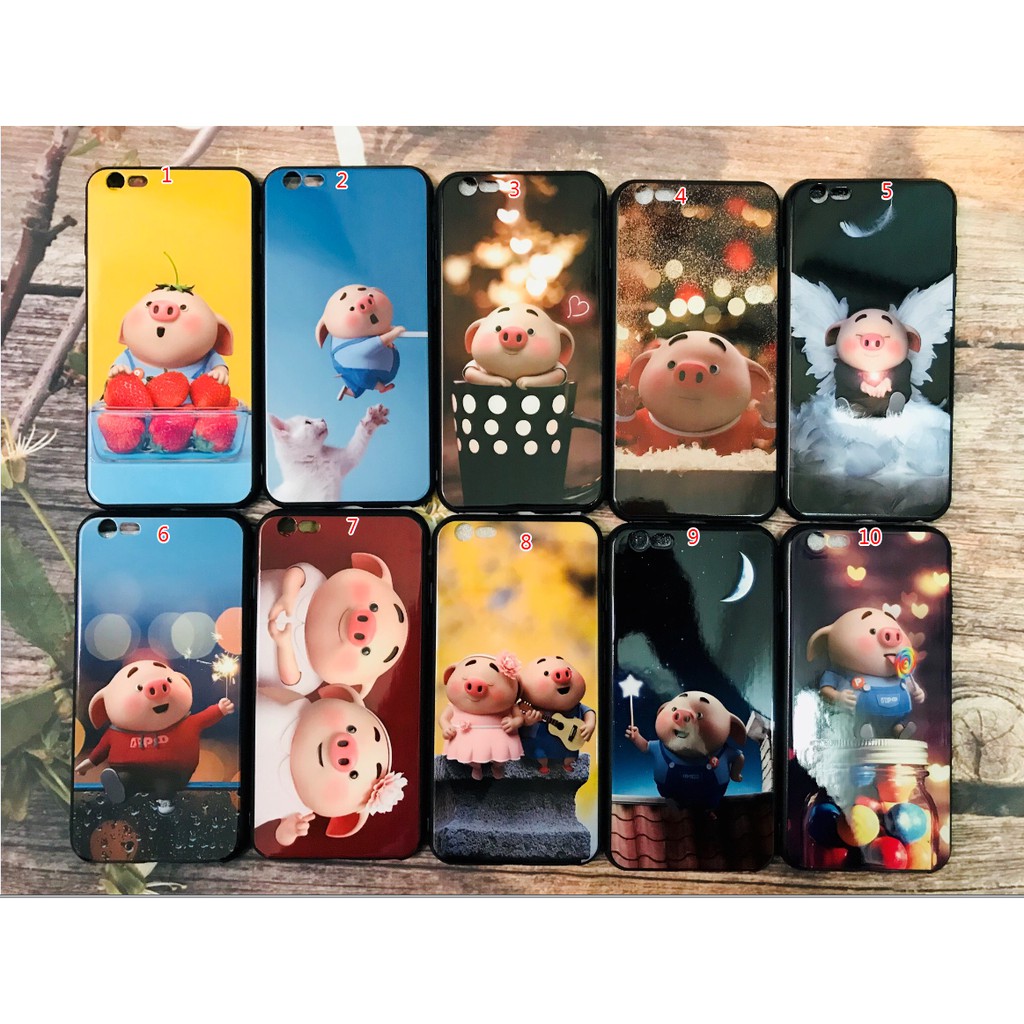 Ốp cứng lưng bóng in hình heo xinh cho Iphone 6/6s plus