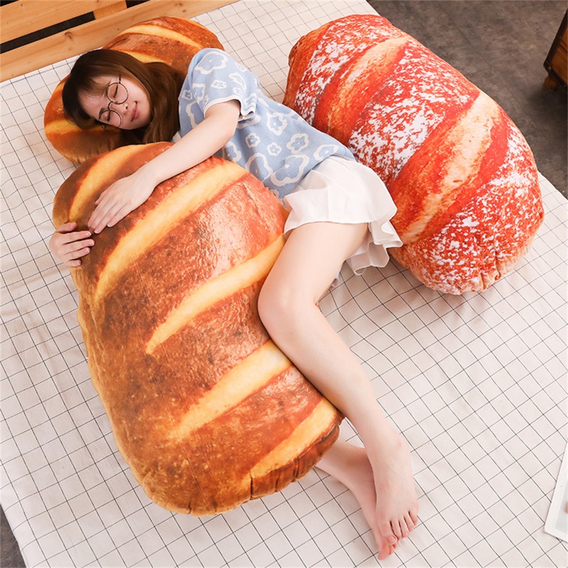 Gối Nhồi Bông Cotton PP Hình Bánh Mì/Bơ 8/16 Inch Độc Đáo Trang Trí Nhà Cửa