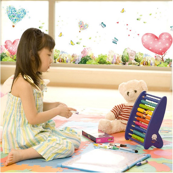 Decal trang trí chân tường Hoa Trái Tim