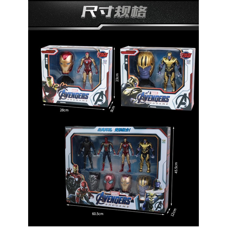 Mô Hình Đồ Chơi Nhân Vật Siêu Anh Hùng Marvel Avengers 4 Spiderman Iron Man Hulk Thanos 3