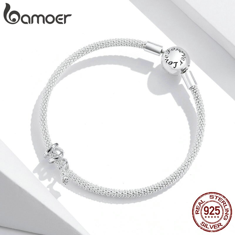 Hạt Charm Bamoer BSC310 Hình Dây Hoa Hồng Bằng Bạc Sterling 925 Thật Bạch Kim Cao Cấp Cho Trang Sức Vòng Tay Tự Làm