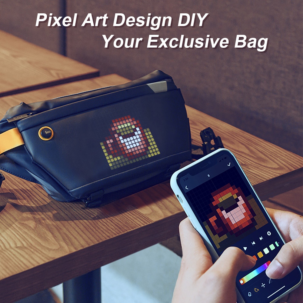 Divoom Sling Bag có thể tùy chỉnh Pixel Art Thiết kế thời trang Thể thao ngoài trời
