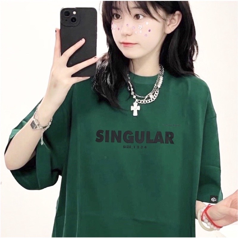 Áo thun cotton tay lỡ dáng rộng unisex - Singular