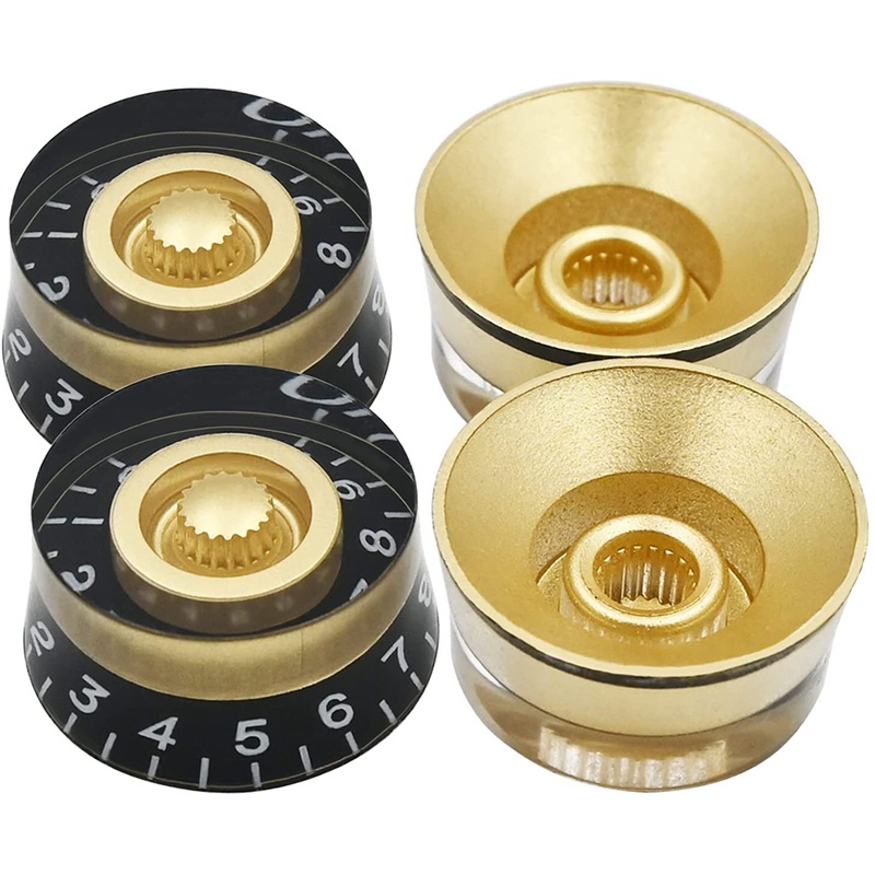 Set 4 Nút Điều Chỉnh Tốc Độ Âm Lượng Cho Đàn Guitar Điện Les Paul LP Màu Vàng Trong Suốt