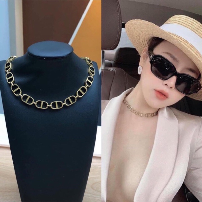 vòng cổ chocker cao cấp L1 hoạ tiết chữ C.D mã MH17-121