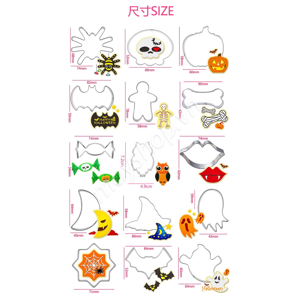 Bộ cutter inox 10 hình Halloween