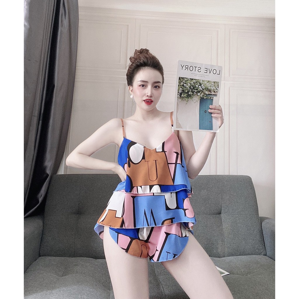 Đồ Mặc Nhà 2 Dây Sexy  Quần Cọc Họa Tiết Lập Thể Chất Lụa Latin Cao Cấp Form Chuẩn Size Dưới 60kg Mặc Vừa | BigBuy360 - bigbuy360.vn