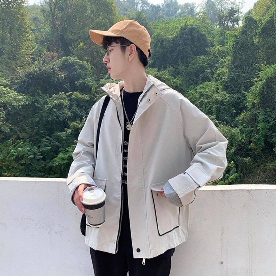 Áo khoát dù 2 lớp viền túi hộp unisex nam nữ