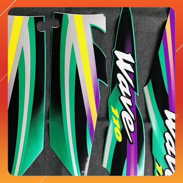 [BẢO HÀNH UY TÍN] BỘ TEM 3 LỚP MẪU ZIN CHO WAVE THÁI, WAVE 110 XƯƠNG CÁ (MÀU XANH LÁ)