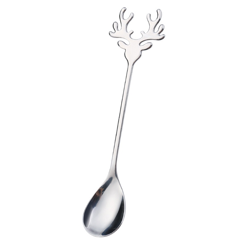 Muỗng Cà Phê Bằng Thép Không Gỉ Hình Tuần Lộc Giáng Sinh Dễ Thương