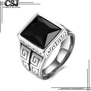 Nhẫn inox nam đá đen