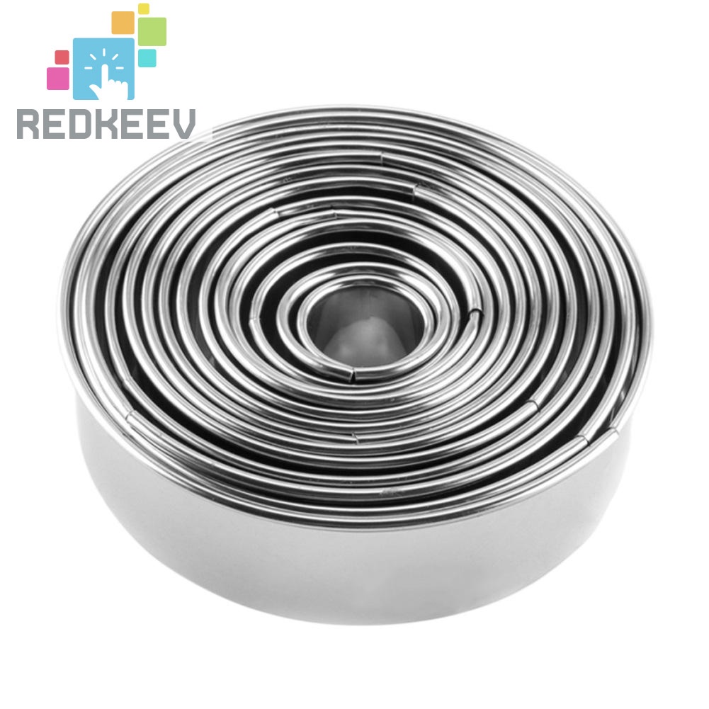 Bộ 14 khuôn làm bánh xếp hình tròn bằng thép không gỉ