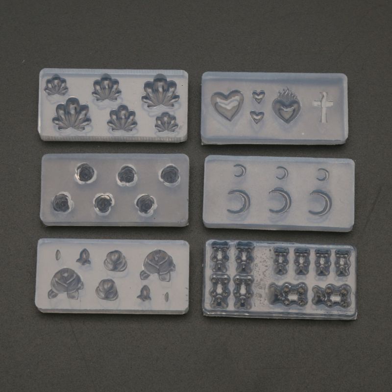 [Hàng mới về] Bộ 6 khuôn Silicon dùng để làm họa tiết trang trí móng tay nghệ thuật