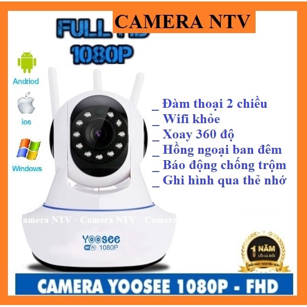 Camera Yoosee 3 Anten IP Wifi HD1080 - HÌNH ẢNH SĂC NÉT, KÈM THẺ NHỚ