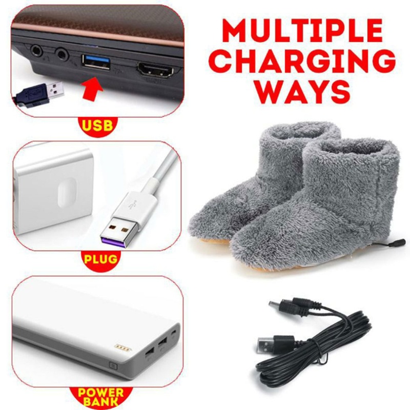 Giày sưởi ấm chân mùa đông SPMH bằng điện USB có thể giặt với cáp giao diện 2.0 1.5m