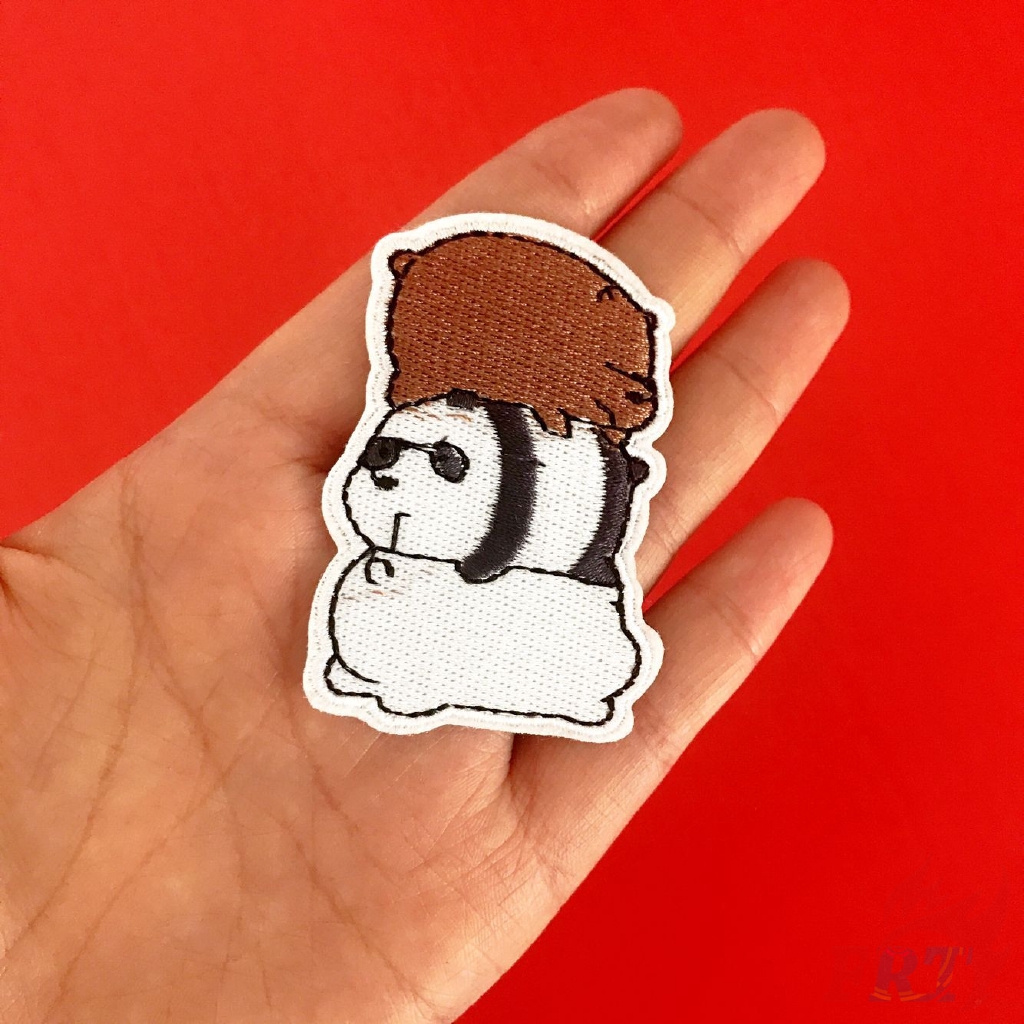 Sticker ủi thêu hình gấu trúc dễ thương