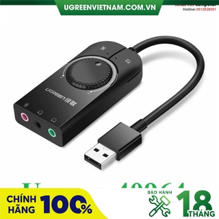 Card Sound USB 2.0 có điều khiển volume hỗ trợ Mic&Loa chính hãng Ugreen 40964 cao cấp