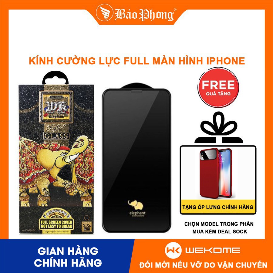 Kính cường lực Voi iPhone - WK Elephant full màn trong suốt full đời máy cho iPhone