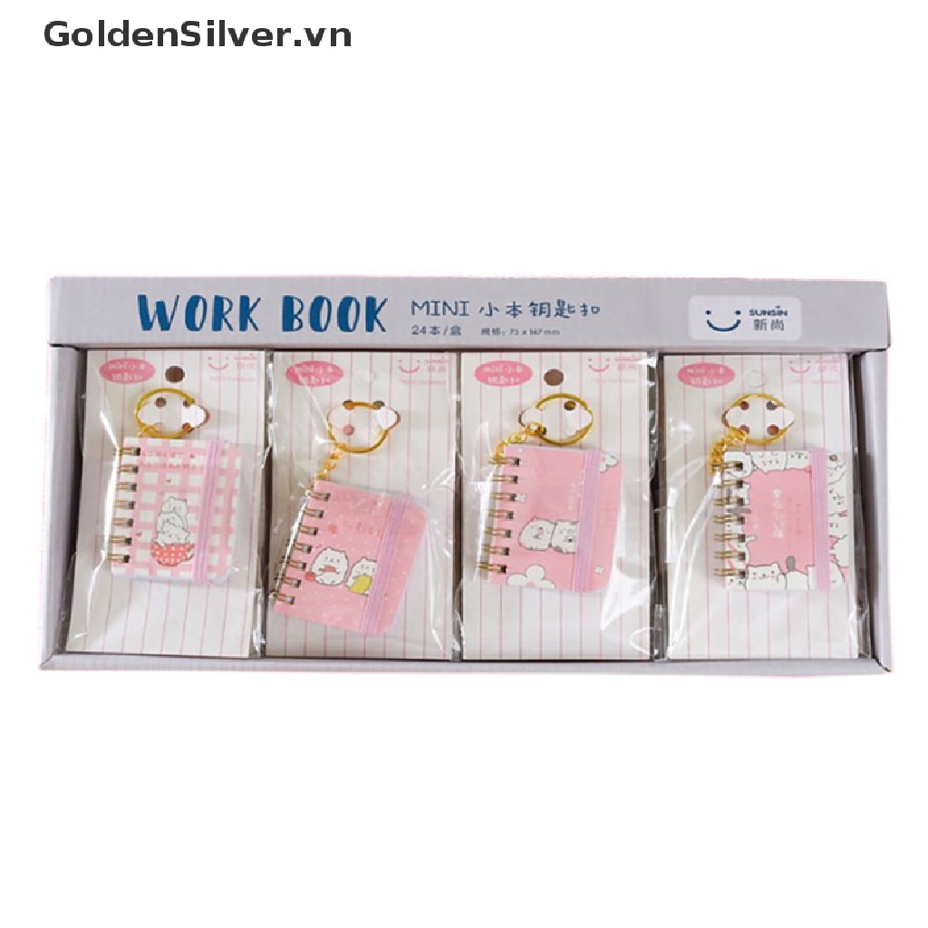 Móc Khóa Hình Sổ Tay Mini Màu Vàng Bạc Họa Tiết Hoạt Hình Dễ Thương