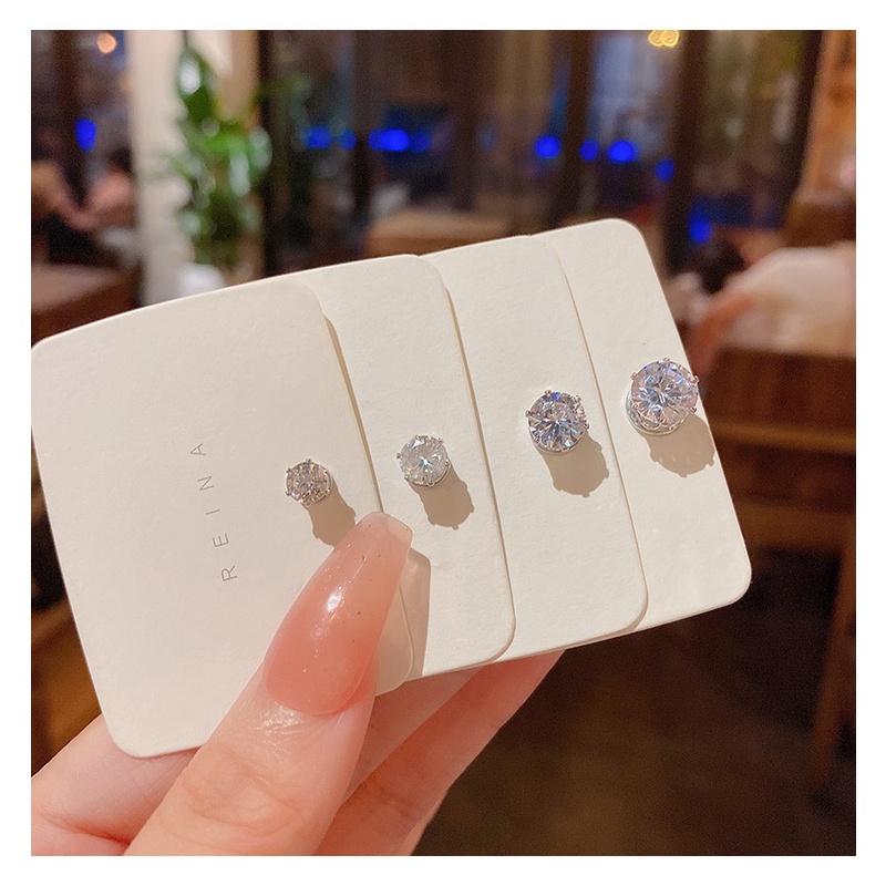 Khuyên Tai Nam Châm Đính Đá zircon Lấp Lánh 6 / 7 / 8mm Thời Trang Cho Nam Nữ