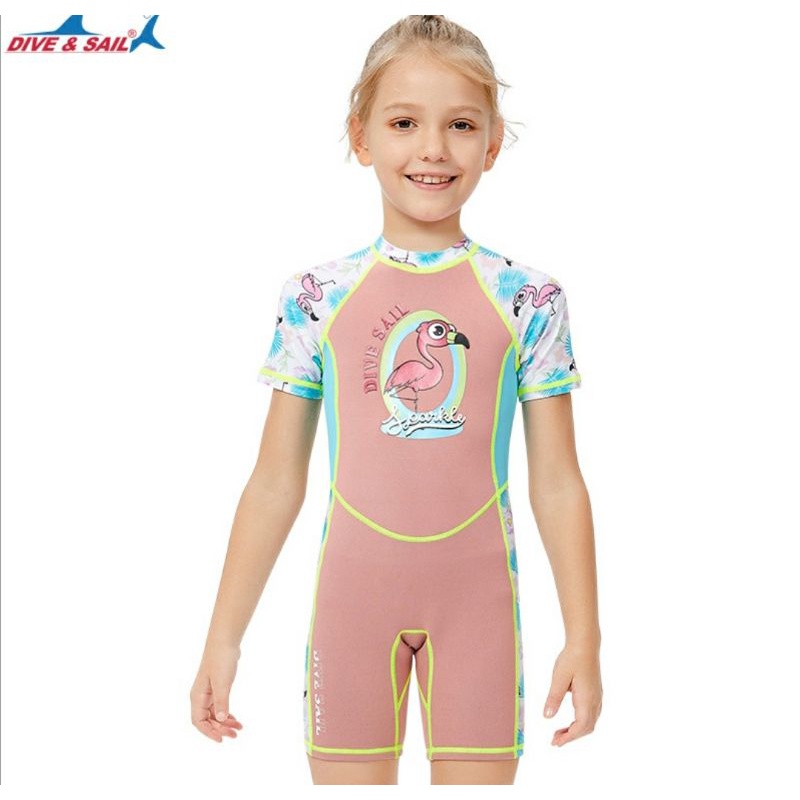 Đồ bơi giữ nhiệt cao su 2mm phối vải dọc thân và cánh tay mặc thoải mái mẫu chim hạc hàng hiệu Dive &amp; Sa