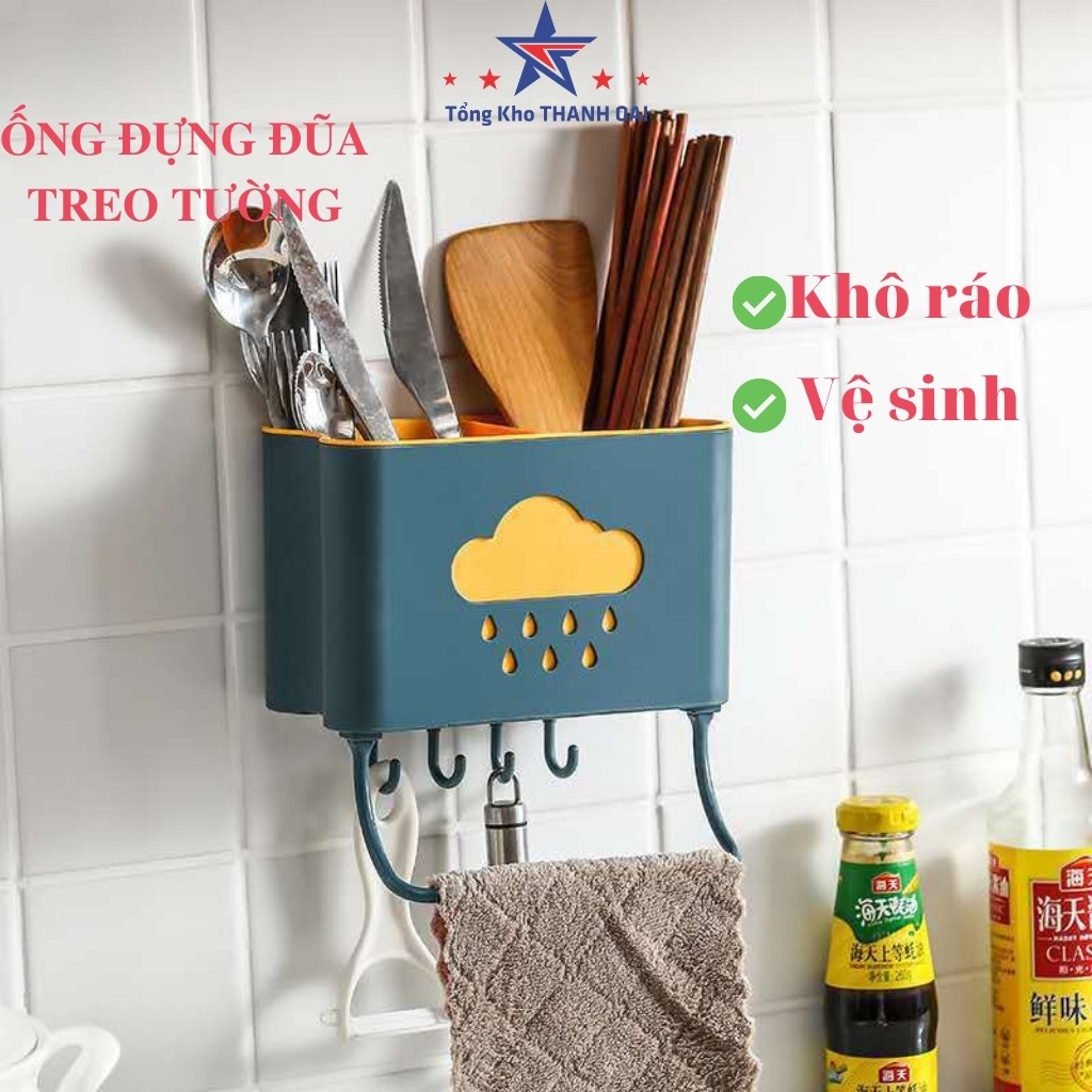 Kệ đựng đồ đa năng ĐÁM MÂY treo tường có móc treo và lỗ thoát nước tiện dụng