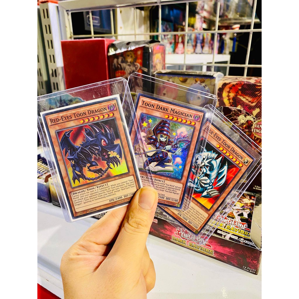 [ Dưa Hấu Yugioh ] Lá bài thẻ bài Combo 3 lá Toon Blue Eyes Red Eyes Dark Magician - Tặng bọc bài nhựa bảo quản