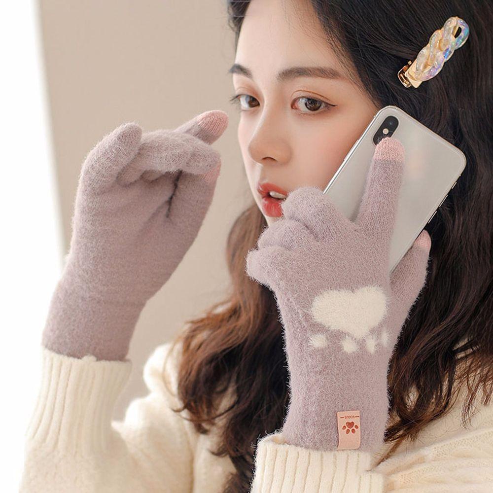 Găng Tay Lái Xe Vải Len Phối Nhung Mềm Mại Co Giãn Thoáng Khí Nhiều Màu Sắc Tùy Chọn