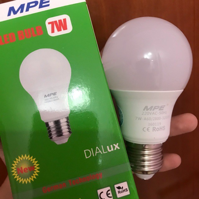 Bóng Đèn LED Bulb  MPE - Ánh sáng trắng/vàng -  3w, 5w, 7w, 9w, 12, 15w cao cấp