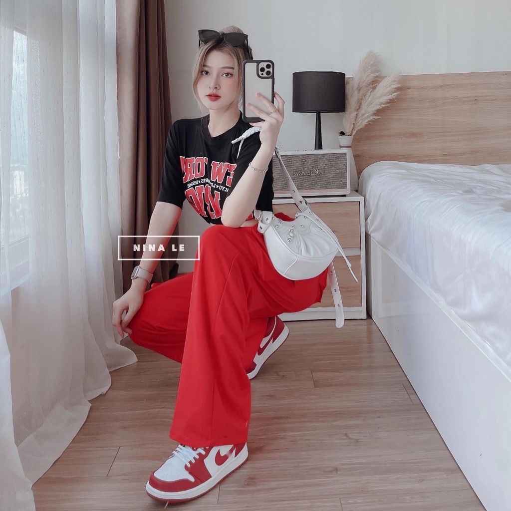 Bộ croptop 3 món quần túi hộp ống rộng LT156