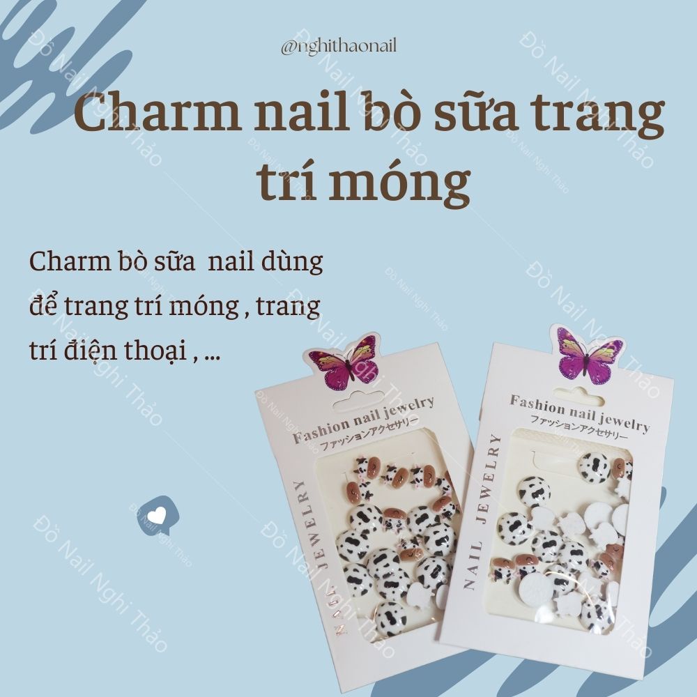 Charm nail bò sữa trang trí móng