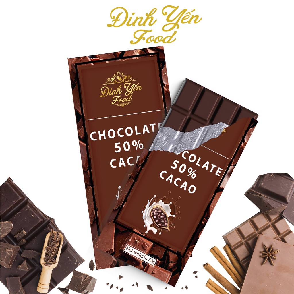 Socola Mix 50% Cacao DinhYen 50g đồ ăn vặt siêu ngon giá rẻ