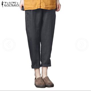 ZANZEA Quần Dài Ống Suông Rộng Đơn Giản Thời Trang Cho Nữ