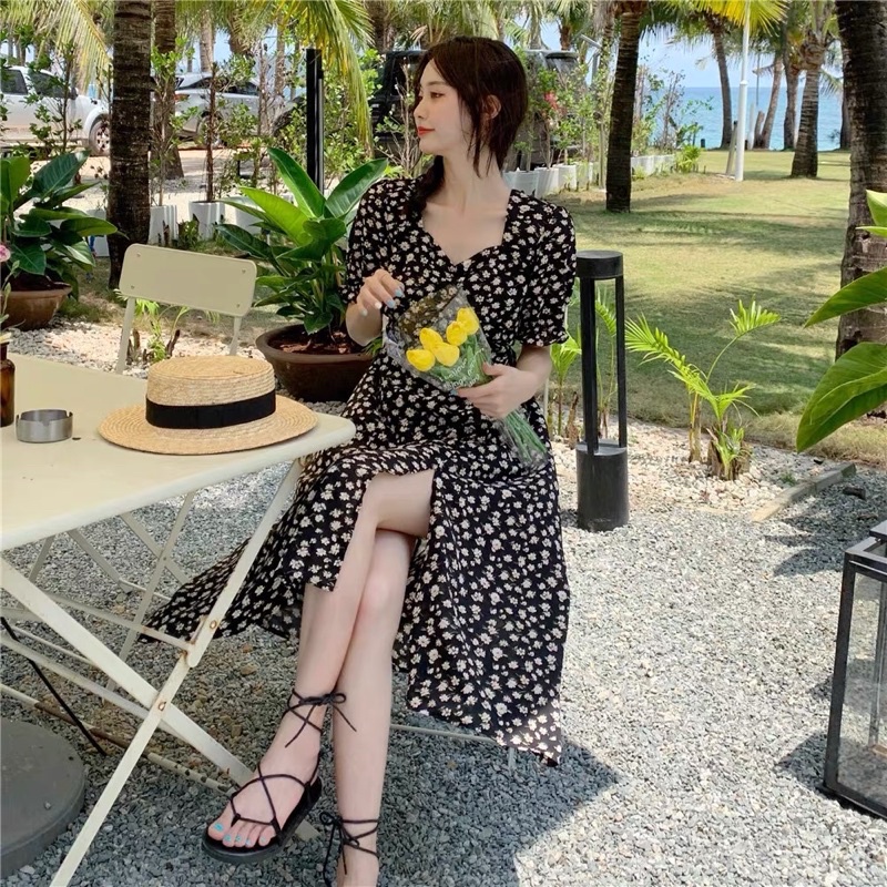 (Bigsize order XL-4XL) Váy hoa nhí kiểu bigsize xẻ tà