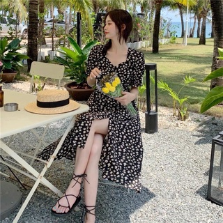 Váy hoa nhí kiểu bigsize xẻ tà
