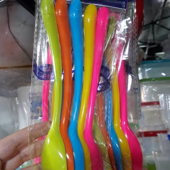Muỗng nhựa ăn cơm bột dày thìa xúc cháo cho bé nhiều màu - Plastic Spoon