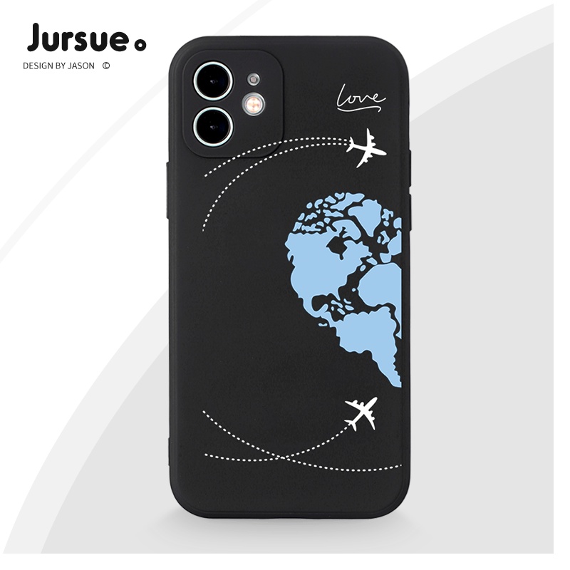 Ốp điện thoại JURSUE viền vuông chủ đề cặp đôi cho iPhone 13 12 11 Pro Max SE 2020 X XR XS ip 8 7 6 6S Plus kute 9057A | BigBuy360 - bigbuy360.vn