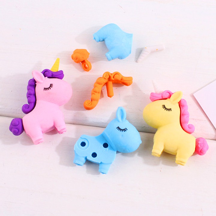 Gôm tẩy hình Unicorn đủ màu sắc sáng tạo chất cao su mềm tẩy sạch giúp bé hứng thú hơn với những giờ học BBShine – H034