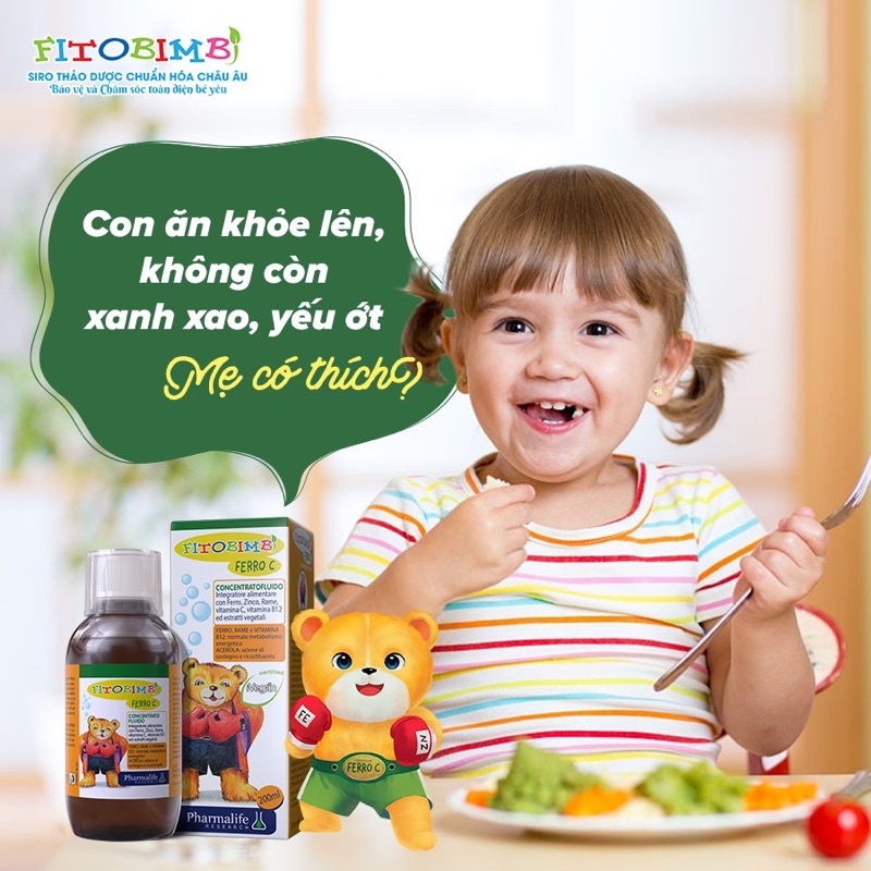 Ferro C Fitobimbi Bổ Sung Sắt Vitamin C Kẽm,Bổ Máu Và Tăng Cường Đề Kháng Cho Bé