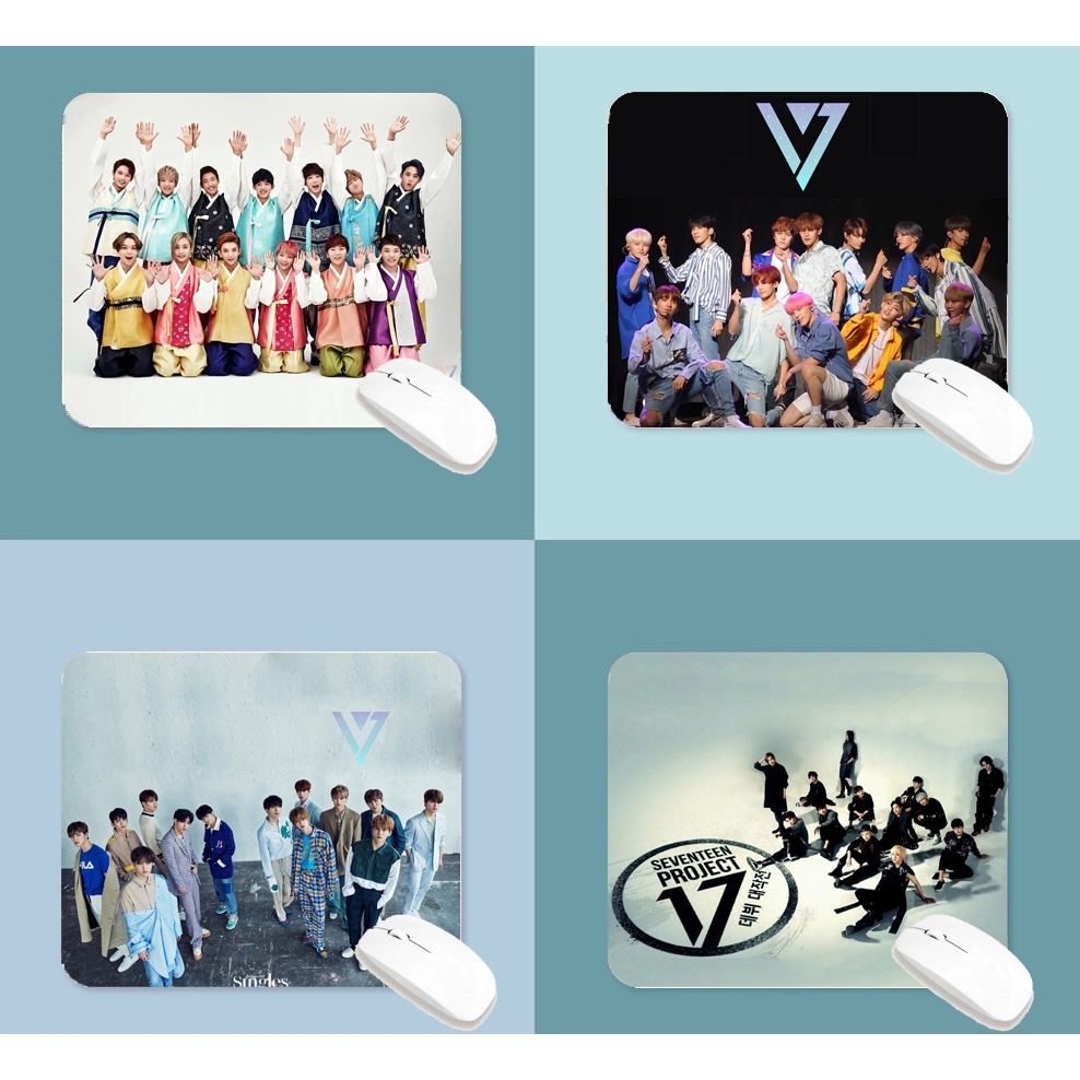 lót chuột nhóm SEVENTEEN LOTI53 Kpop bàn di chuột cute dễ thương pastel 20 x 24 cm