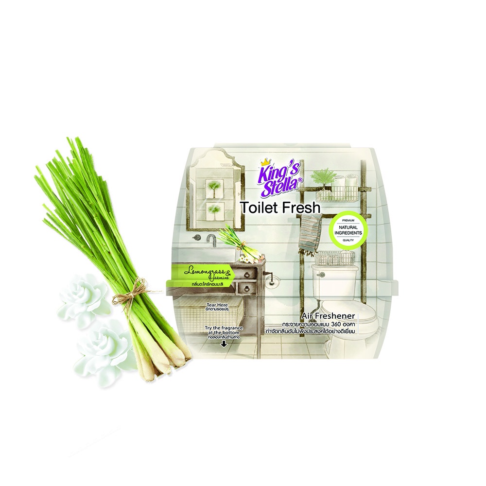Sáp thơm king’s stella toilet fresh gel 180g- hương sả & hoa nhài [nhập khẩu 100% thái lan]